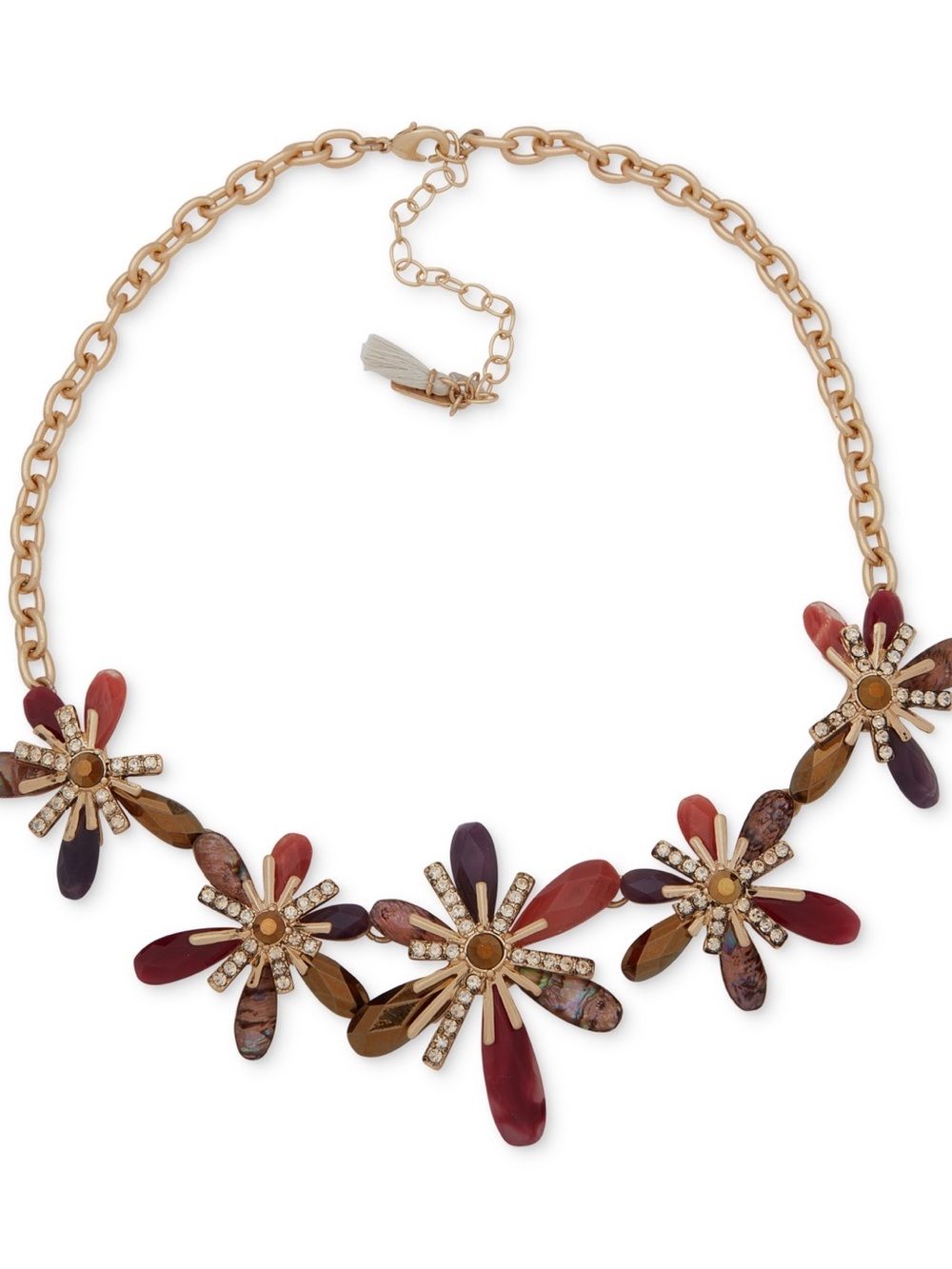 Lonna & Lilly Gold-Tone Burgundy Floral Frontal Necklace, 16" + 3" Extender wine